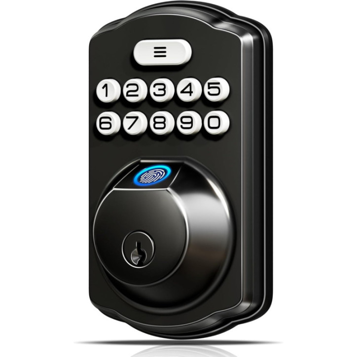 Veise KS02A Serrure Biométrique Sans Clé avec Empreinte, Clavier Électronique, Auto-Verrouillage, Noir Mat Veise KS02A Serrure Biométrique Sans Clé avec Empreinte, Clavier Électronique, Auto-Verrouillage, Noir Mat