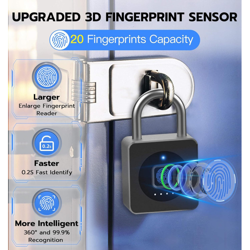 eLinkSmart Keyless Biometric Fingerprint Gym Locker Lock - Weatherproof