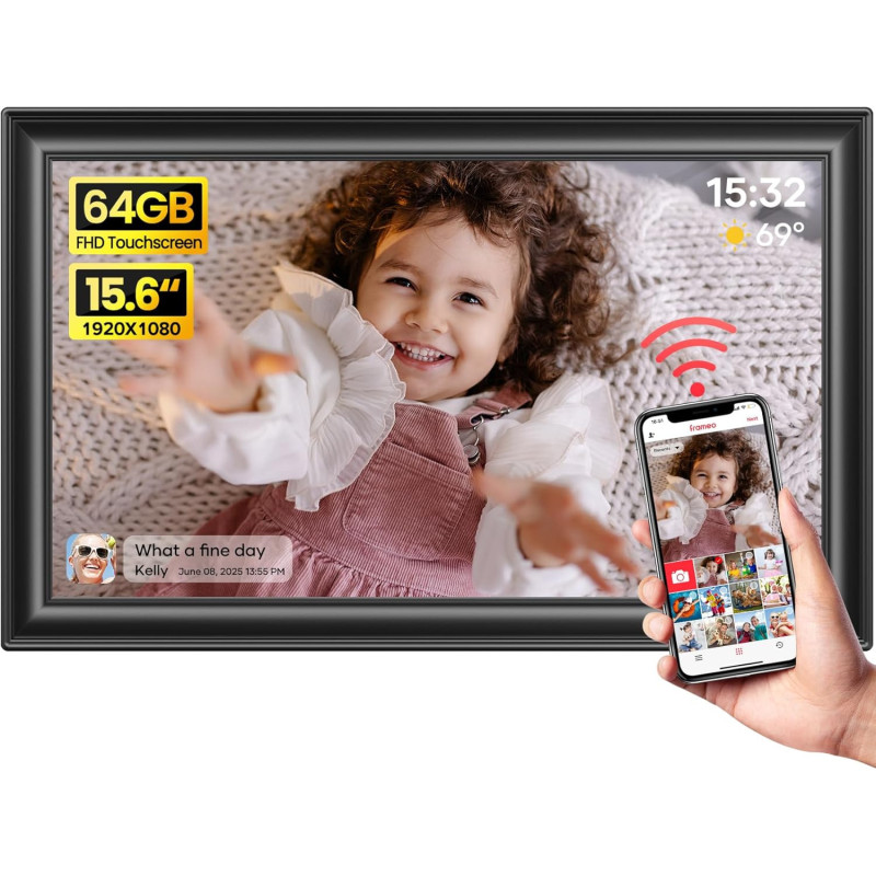 Cadre Photo Numérique 64GB 15.6 WiFi FHD IPS Tactile