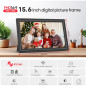 Cadre photo numérique Frameo 15,6 FHD IPS 64GB WiFi tactile, envoyez photos depuis smartphone, cadeau idéal parents