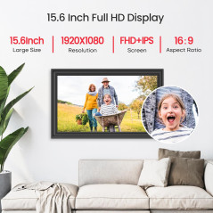 Cadre Photo Numérique 64GB 15.6 WiFi FHD IPS Tactile