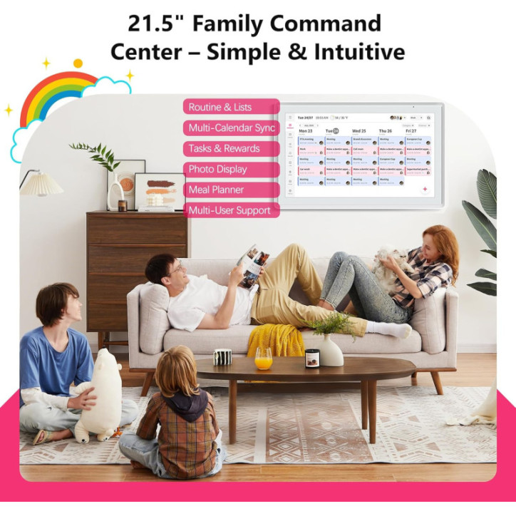 Calendrier numérique tactile 21,5 Full HD, planner mural intelligent avec lumière LED, organisation familiale optimale Calendrier numérique tactile 21,5 Full HD, planner mural intelligent avec lumière LED, organisation familiale optimale