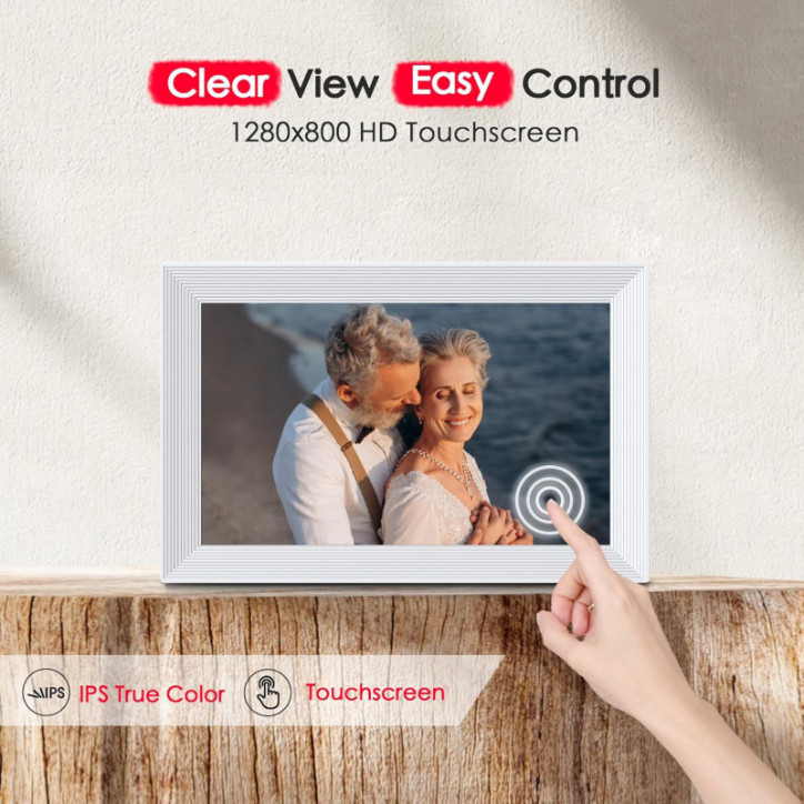 10.1 Frameo Digital Picture Frame, 1280x800 IPS HD Touchscreen, WiFi, 32GB Storage, Instant Photo & Video Share 10.1 Frameo Digital Picture Frame, 1280x800 IPS HD Touchscreen, WiFi, 32GB Storage, Instant Photo & Video Share