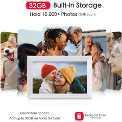 Cadre Photo Digital 10,1 HD WiFi 32Go - Idée Cadeau Parfaite