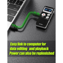 Enregistreur vocal numérique 16GB rechargeable USB pour conférences avec lecture, dictaphone compact amélioré