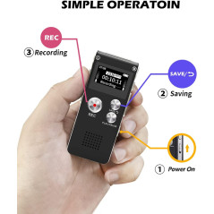 Digital Voice Recorder 16GB | USB Rechargeable Dictaphone for Lectures