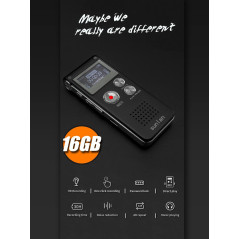 Digital Voice Recorder 16GB | USB Rechargeable Dictaphone for Lectures