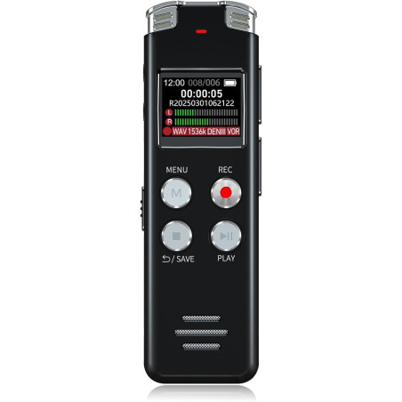 Enregistreur Vocal Numérique 64GB avec Lecture, Activation Vocale, USB, Mini Portable pour Réunions & Interviews