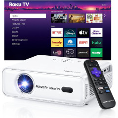 Projecteur Smart Roku Aurzen 1080P FHD WiFi Bluetooth Blanc