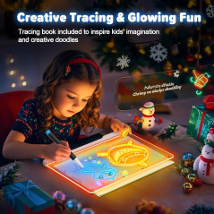 16-Inch Rechargeable LED Doodle Board with 7 Colors & Markers