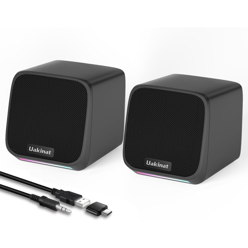 Compact USB Powered Desktop Computer Speakers with 3.5mm Aux Input