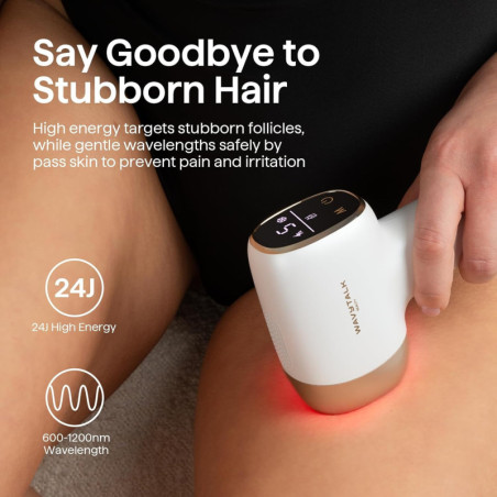 Wavytalk IPL Hair Removal Device for Face & Body – Painless, Long-Lasting, 24J Dual-Pulse & Ice Cooling
