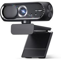 Webcam 1080P HD USB avec Micro, Anti-Bruit & Protection Privacy