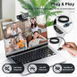 1080P HD Webcam with Mic, Noise Cancellation, Privacy Cover, Wide-Angle, Auto Light, USB Plug & Play (Black)