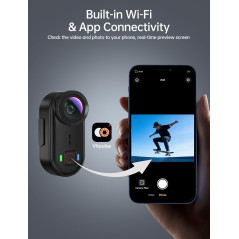 Caméra Body 4K Mini POV 64GB Étanche WiFi pour Sport