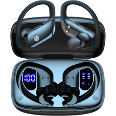 bmani Wireless Earbuds with 80H Playtime, LED Case & Mic – Black