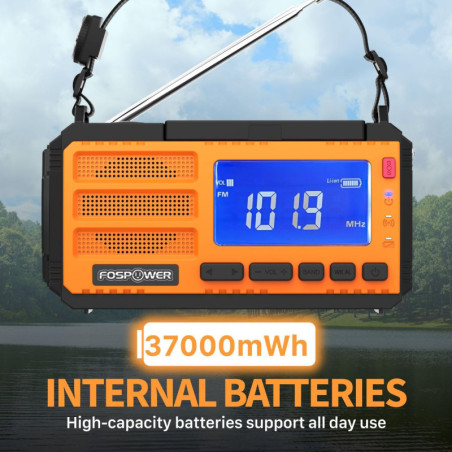 Radio Météo d'Urgence FosPower NOAA avec Batterie Portable 37000mWh