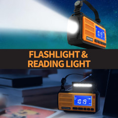 FosPower NOAA Emergency Weather Radio & Power Bank - Solar USB Hand Crank