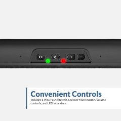Barre de son stéréo USB Cyber Acoustics CA-2890 – Se fixe au moniteur, commandes pratiques