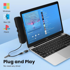 Cirqon Desktop PC Speakers with Volume Knob & USB-C Adapter (Black)