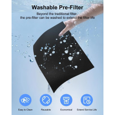 Purificateur d'air MOOKA H13 HEPA pour grandes pièces (2200 Ft²) avec filtres lavables, désodorisant, anti-poussière, fumée et p