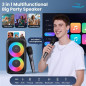 Enceinte Bluetooth avec 2 micros sans fil - Karaoke portable avec lumière, TWS, AUX, USB, TF, cadeau fête Enceinte Bluetooth avec 2 micros sans fil - Karaoke portable avec lumière, TWS, AUX, USB, TF, cadeau fête