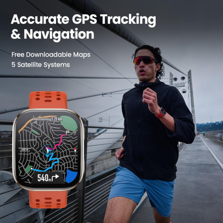 Amazfit Bip 6 Smartwatch 46mm, 14-Day Battery, 1.97 AMOLED, GPS, AI, Bluetooth Call, Fitness & Sleep Tracker, Black