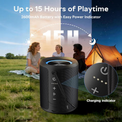 Enceinte Bluetooth Étanche IPX7 20W, 15H, Lumière RGB