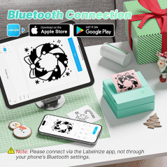 Portable PM290 Bluetooth Sticker Printer with 3 Rolls & Smart AI App