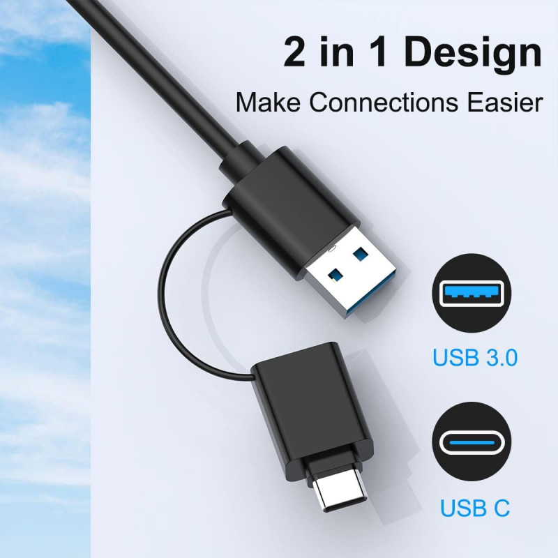 Lecteur Cartes USB C 7-en-1 pour SD, CF, Micro SD, Windows