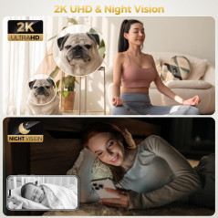 ZEEPORTE 2K Indoor Security Camera - Baby Monitor & Pet Cam with Alexa