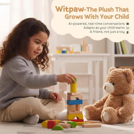 Ourson en Peluche Parlant IA, Compagnon Interactif Sans Écran, Confort Émotionnel Enfants 3-9 ans