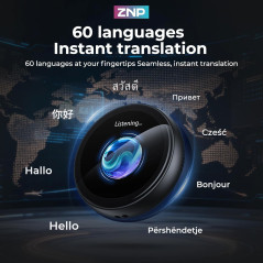 ZNP Badge AI Traduction Bluetooth 60 Langues Sans Wifi