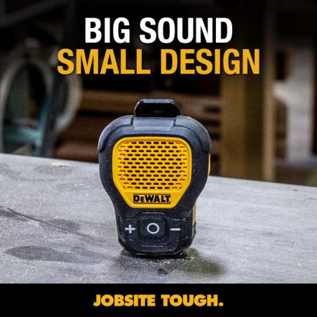 DEWALT Wearable Bluetooth Speaker - Clip-On, Water-Resistant, Hands-Free