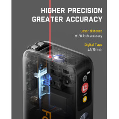 Fanttik A10 Pro Mètre Laser Numérique 2-en-1, Écran HD IPS, 50m Rechargeable, Ruban 3m, 6 Unités