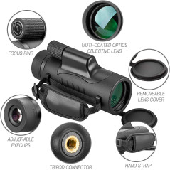 Télescope Monoculaire 8x42 Puissant Étanche Anti-Buée Compact