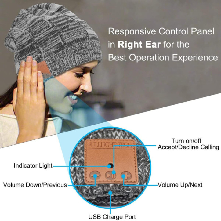 Bonnet Bluetooth avec Casque Intégré - Cadeau Tech Unique, Parfait pour Noël