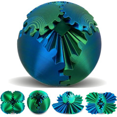 Gear Sphere: 3D Printed Steampunk Gearsphere Fidget Toy in Green
