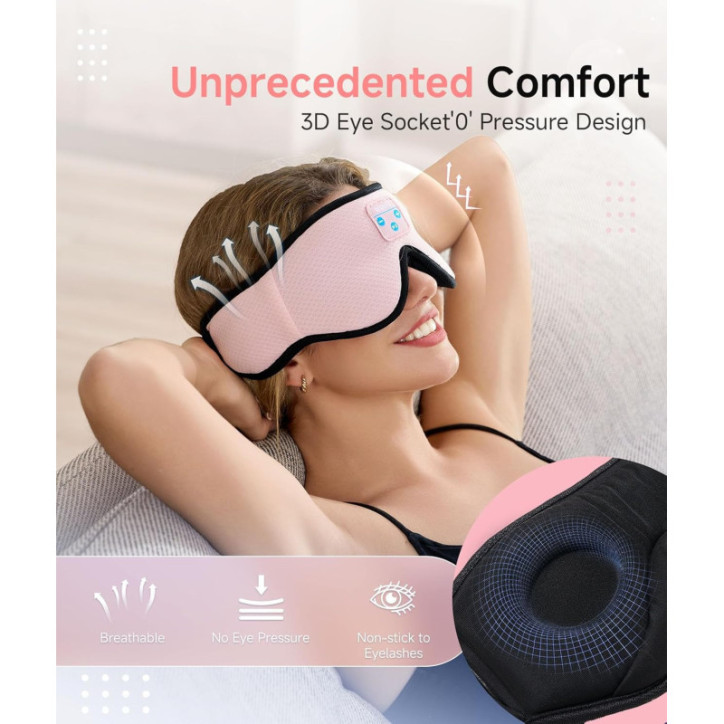 Voerou Masque de Sommeil avec Casque Bluetooth 5.4, Tissu Respirant & Haut-parleurs HD Stéréo Voerou Masque de Sommeil avec Casque Bluetooth 5.4, Tissu Respirant & Haut-parleurs HD Stéréo
