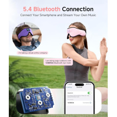 Voerou Casque Sommeil Bluetooth 5.4 Masque Yeux 3D Confort