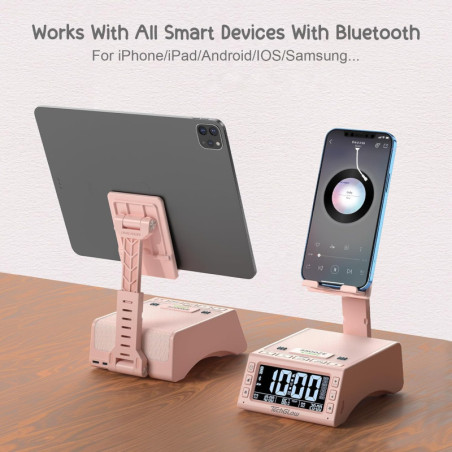 Support pliable TechGlow avec enceinte Bluetooth sans fil - Rose