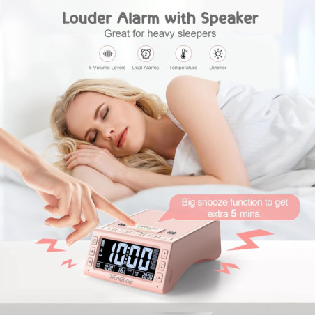 Support de téléphone pliable TechGlow avec haut-parleur Bluetooth sans fil - Cadeau tech rose