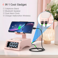 Support pliable TechGlow avec enceinte Bluetooth sans fil - Rose