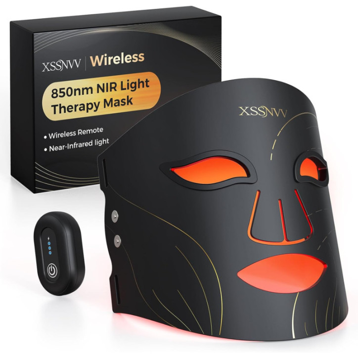 Masque LED Sans Fil pour Visage, 4 Modes Lumière (NIR 850nm, Rouge 620nm, Bleu, Ambre), 272 LEDs, Rechargeable, 10 Min, Peau Écl Masque LED Sans Fil pour Visage, 4 Modes Lumière (NIR 850nm, Rouge 620nm, Bleu, Ambre), 272 LEDs, Rechargeable, 10 Min, Peau Écl