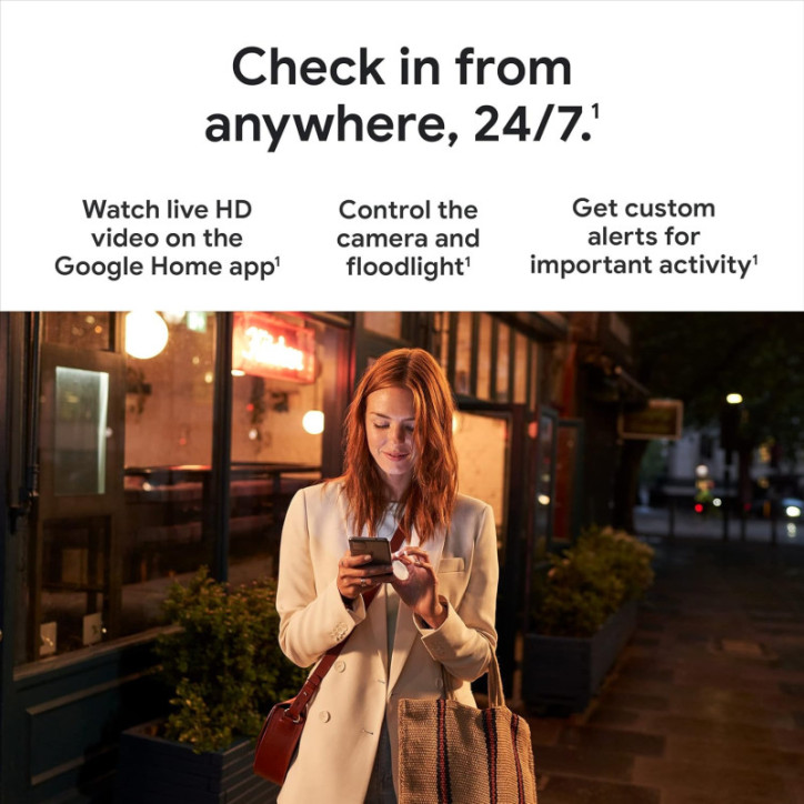 Google Nest Cam avec projecteur - Caméra de sécurité extérieure blanche, pack de 1