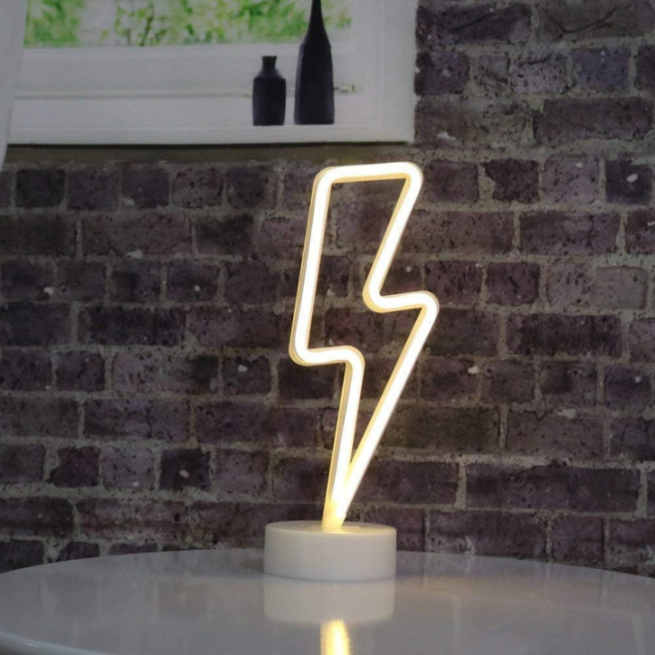 ENUOLI Lampe Néon LED Forme Foudre, Alimentation Batterie/USB, Lumière Blanche Chaude Décorative ENUOLI Lampe Néon LED Forme Foudre, Alimentation Batterie/USB, Lumière Blanche Chaude Décorative