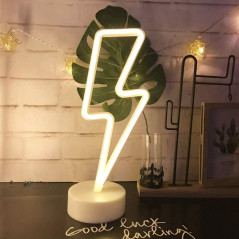 ENUOLI LED Néon Lumineux Forme Éclair USB Batterie Blanc Chaud