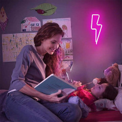 YouOKLight Pink Lightning Bolt Neon Sign – LED Wall & Night Light