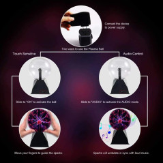 Hooyi Lampe Plasma 8 Sensible au Son et au Toucher - Globe Électrostatique Décoratif Nuit