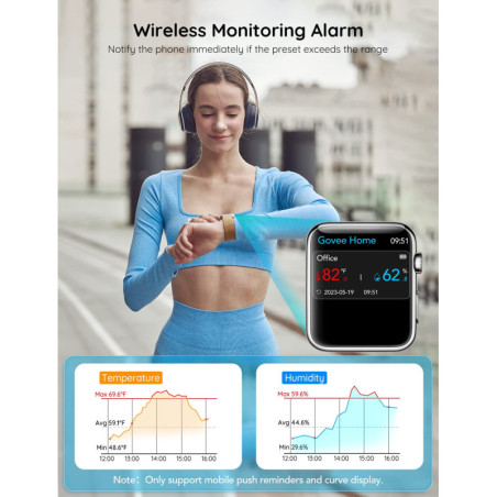 Govee WiFi Thermometer Hygrometer H5103 - Indoor Bluetooth Temp & Humidity Sensor with E-Ink Display & App Alerts
